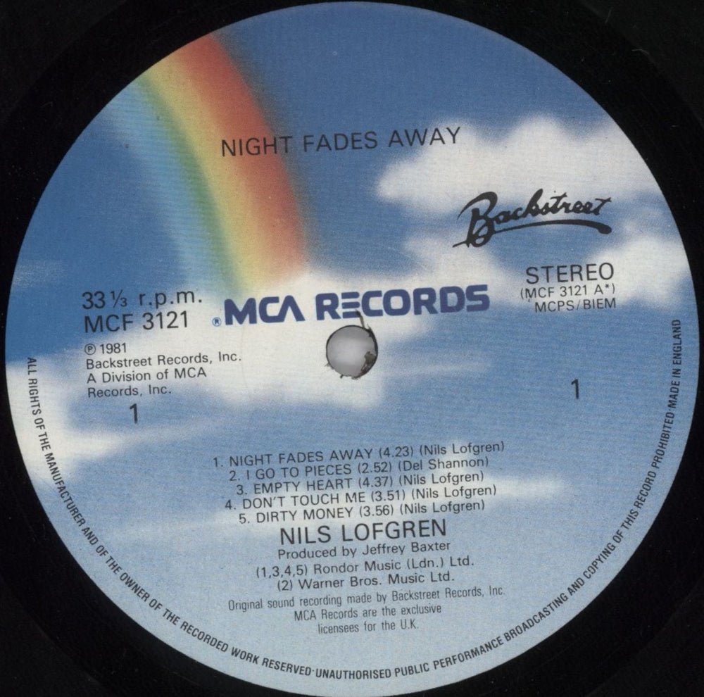 Nils Lofgren Night Fades Away - stickered p/s UK vinyl LP album (LP record) NLSLPNI820977