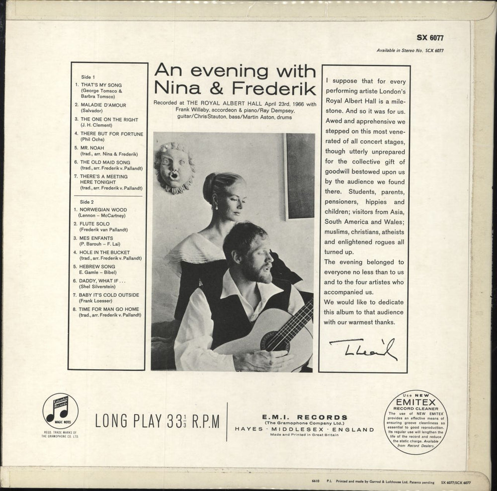 Nina & Frederik An Evening With Nina & Frederik UK vinyl LP album (LP record)