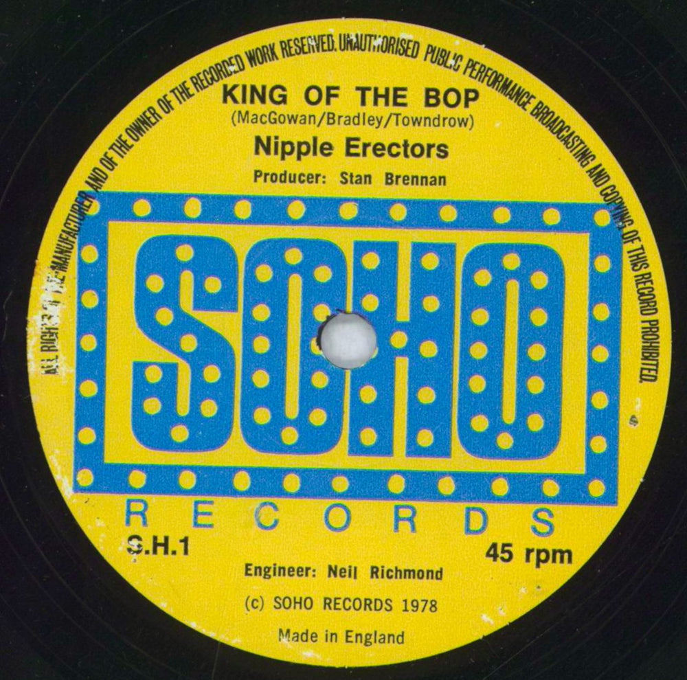 Nipple Erectors King Of The Bop - 2nd - Paper UK 7" vinyl single (7 inch record / 45) NIB07KI819662