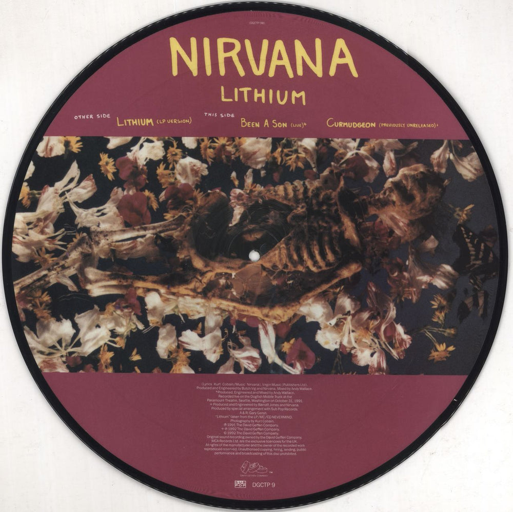 Nirvana (US) Lithium + Sleeve UK 12" vinyl picture disc (12 inch picture record) NIR2PLI06365