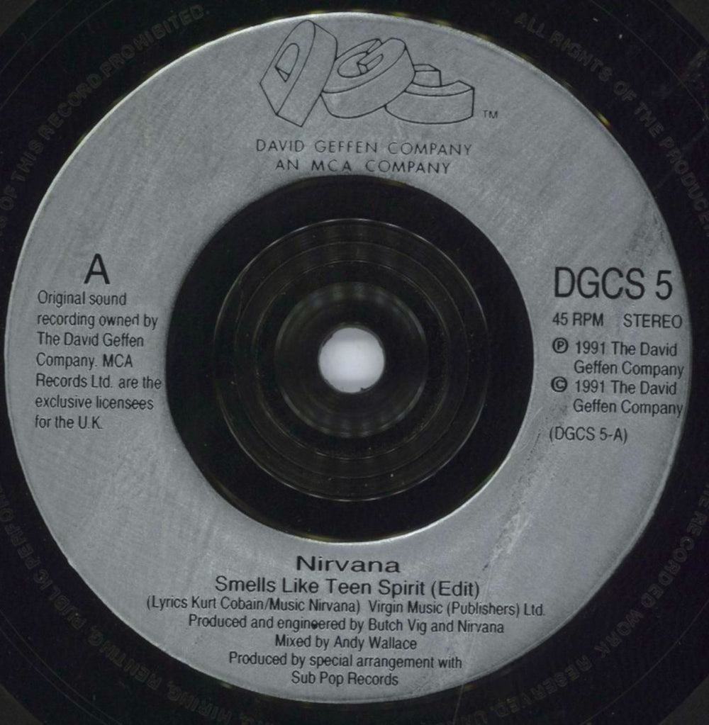 Nirvana (US) Smells Like Teen Spirit - Injection Labels UK 7" vinyl single (7 inch record / 45) NIR07SM681887