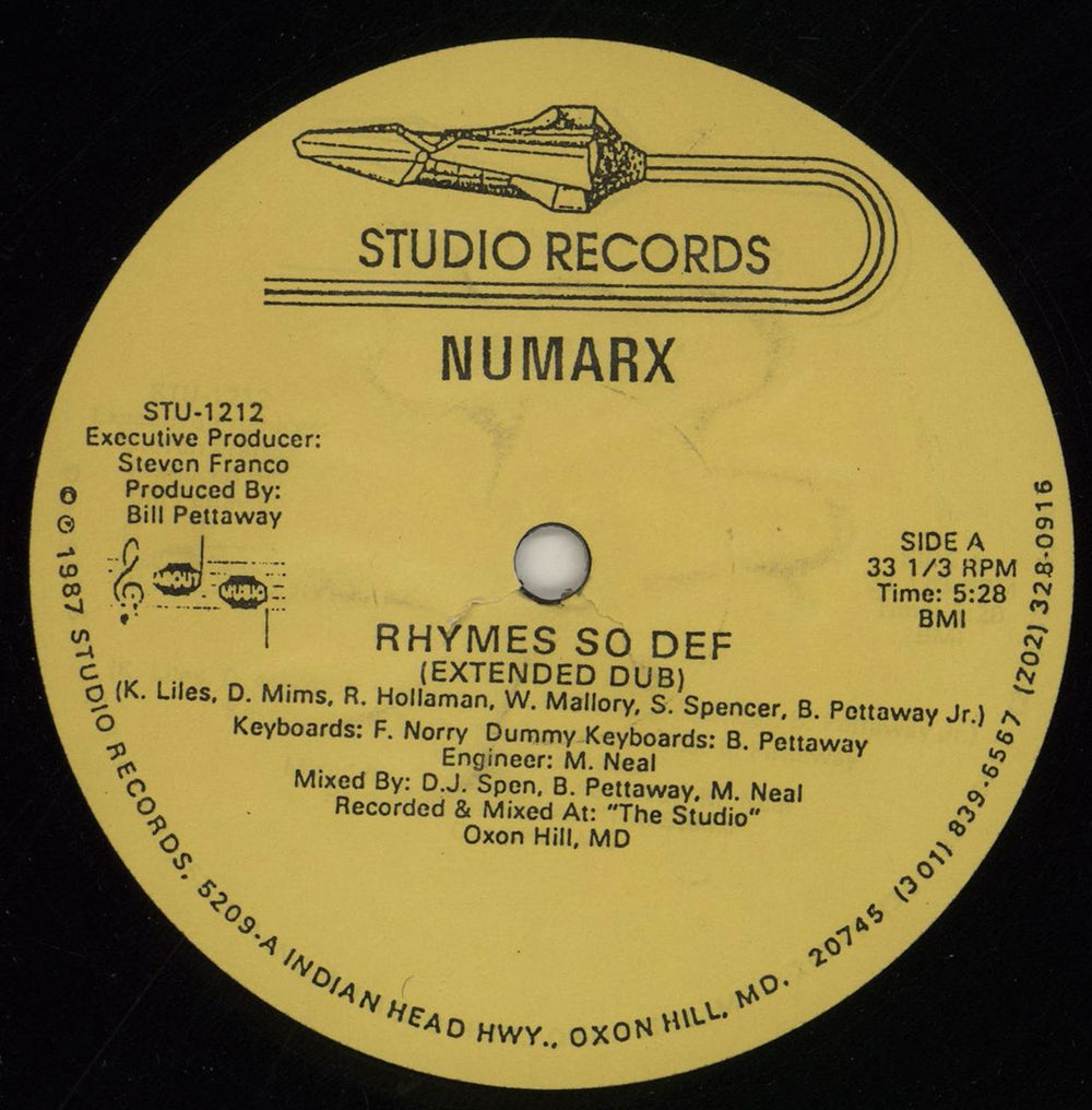 Numarx Rhymes So Def US 12" vinyl single (12 inch record / Maxi-single) STU-1212