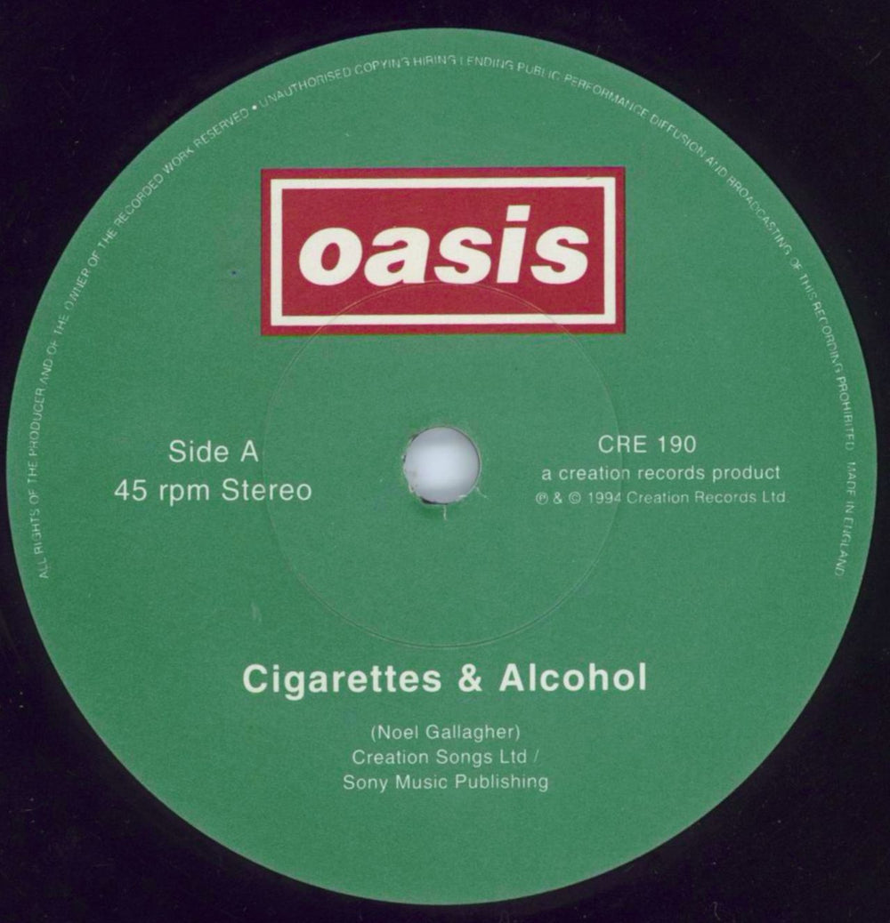 Oasis Cigarettes & Alcohol - EX UK 7" vinyl single (7 inch record / 45) OAS07CI809780