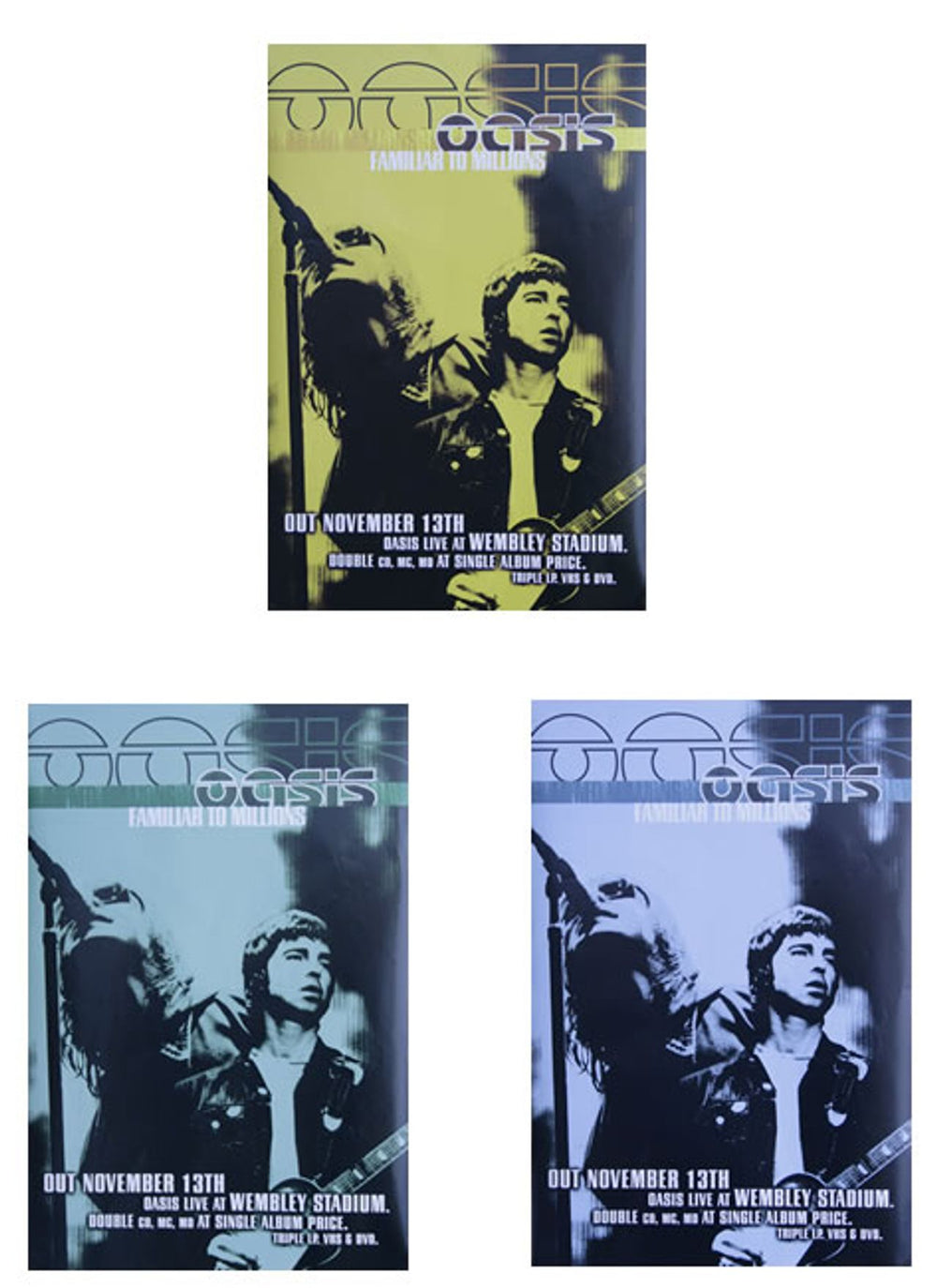 Oasis Familiar To Millions - Set of 3 Promo Posters UK Promo poster PROMO POSTERS