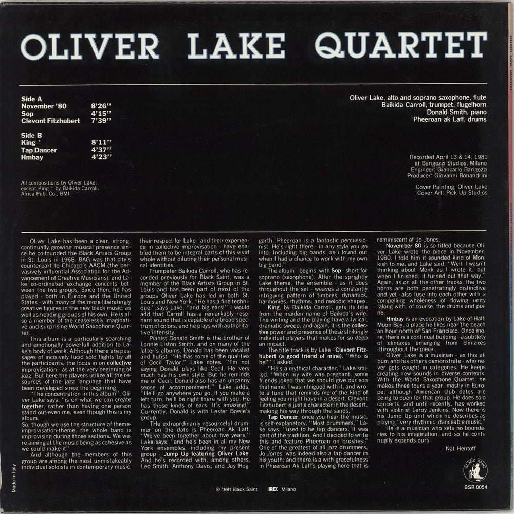 Oliver Lake Clevont Fitzhubert (A Good Friend Of Mine) Italian vinyl LP album (LP record)