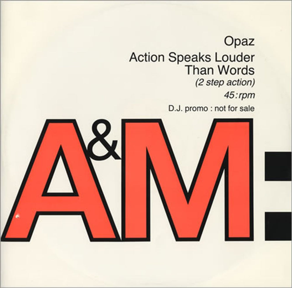 Opaz Action Speaks Louder Than Words UK Promo 12" vinyl single (12 inch record / Maxi-single) AMYDJ852