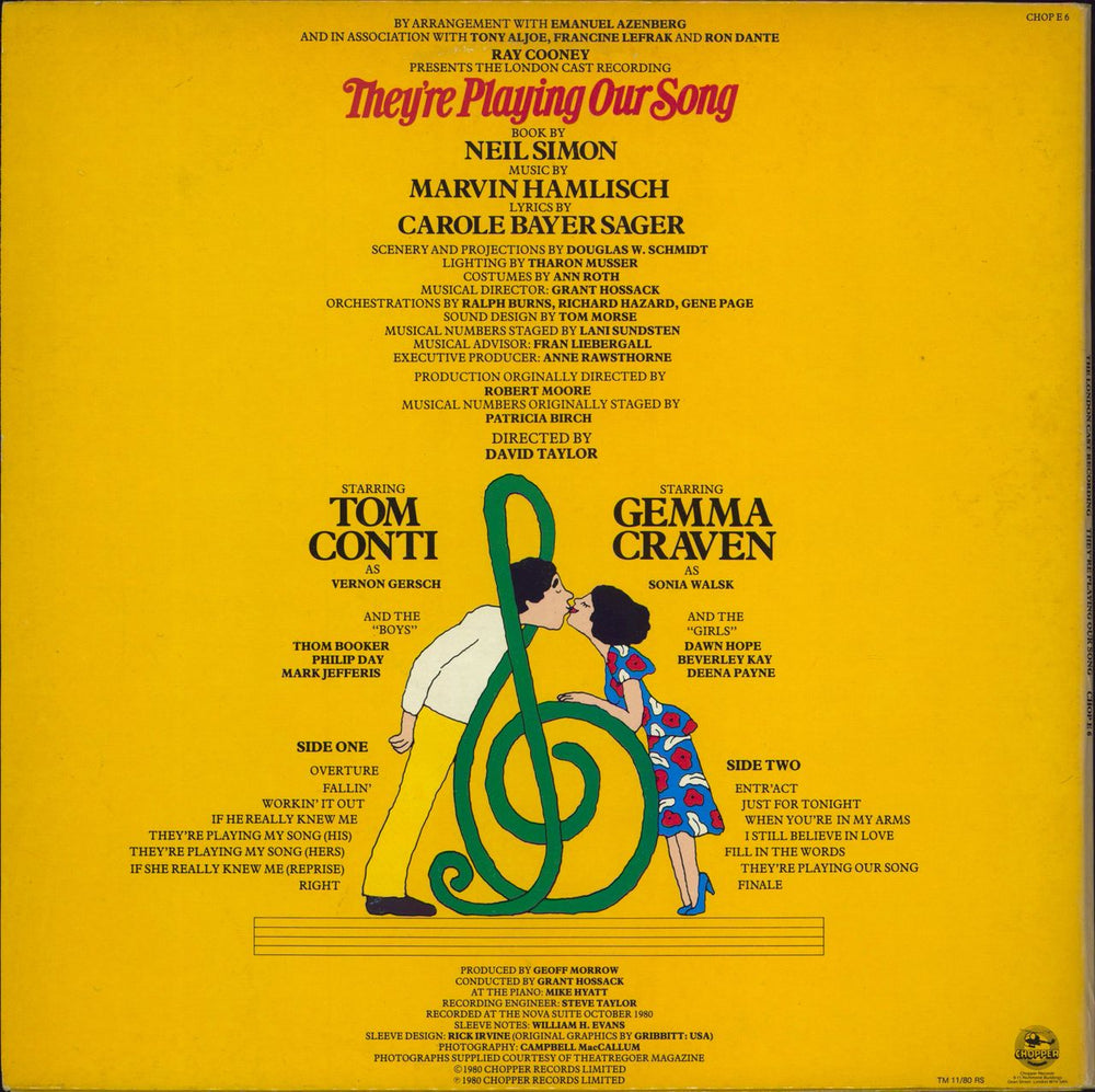 Original Cast Recording They're Playing Our Song - Autographed UK vinyl LP album (LP record)