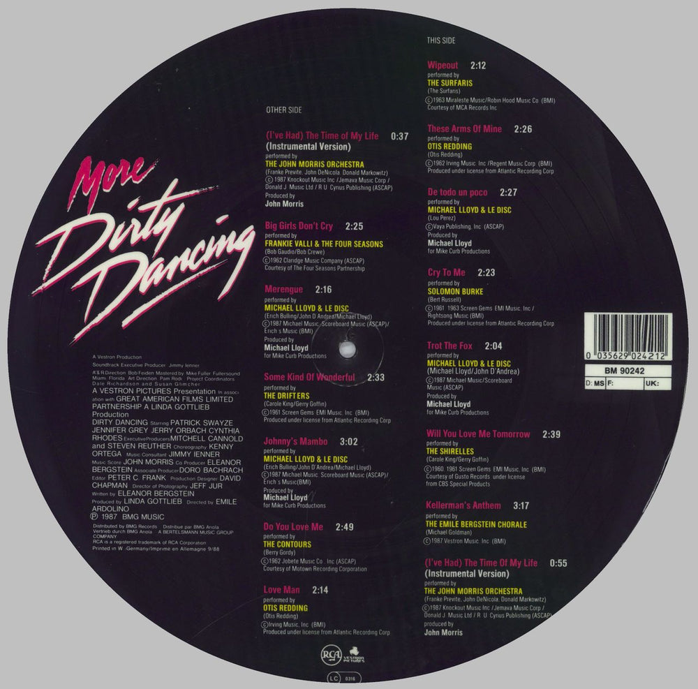 Original Soundtrack More Dirty Dancing German picture disc LP (vinyl picture disc album) 035629024212