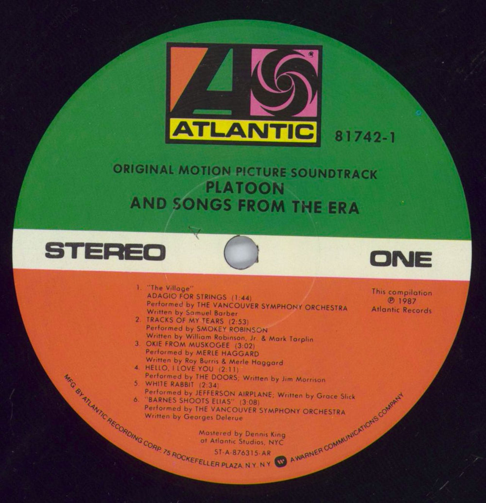 Original Soundtrack Platoon UK vinyl LP album (LP record) OSTLPPL820295