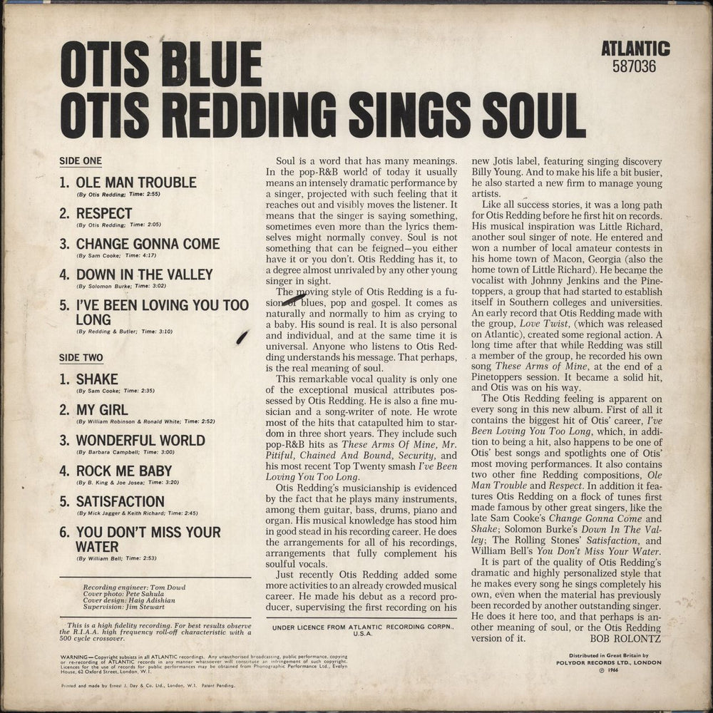 Otis Redding Otis Blue - EX UK vinyl LP album (LP record)