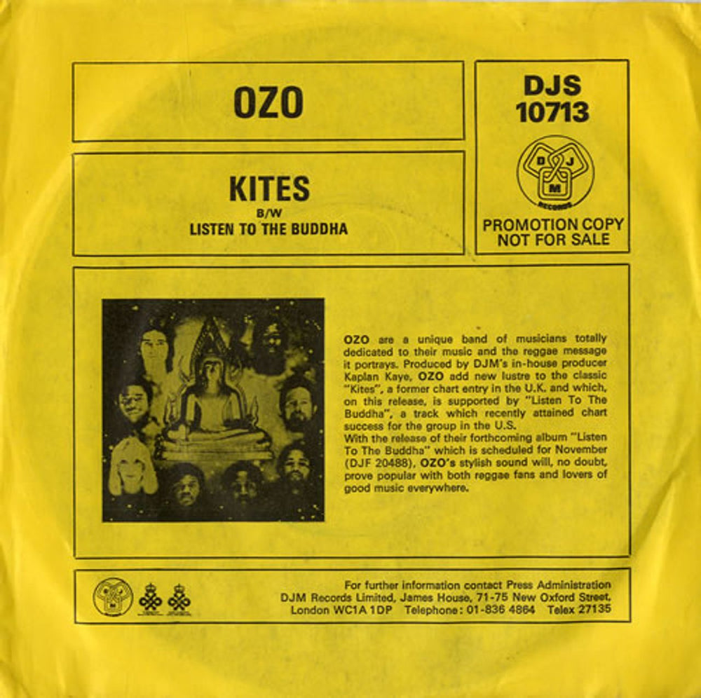 Ozo Kites - Promo Sleeve UK Promo 7" vinyl single (7 inch record / 45) DJS10713