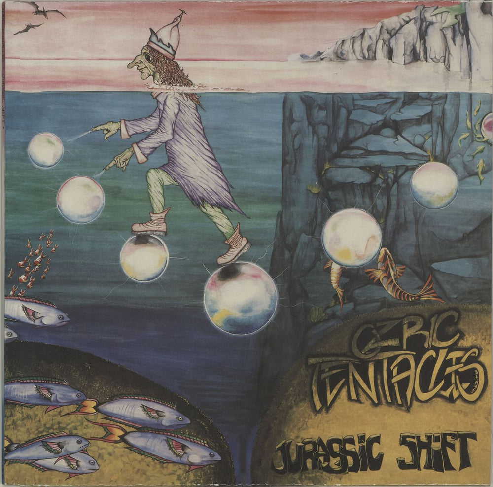 Ozric Tentacles Jurassic Shift + 2 inserts UK vinyl LP album (LP record) DOVELP6