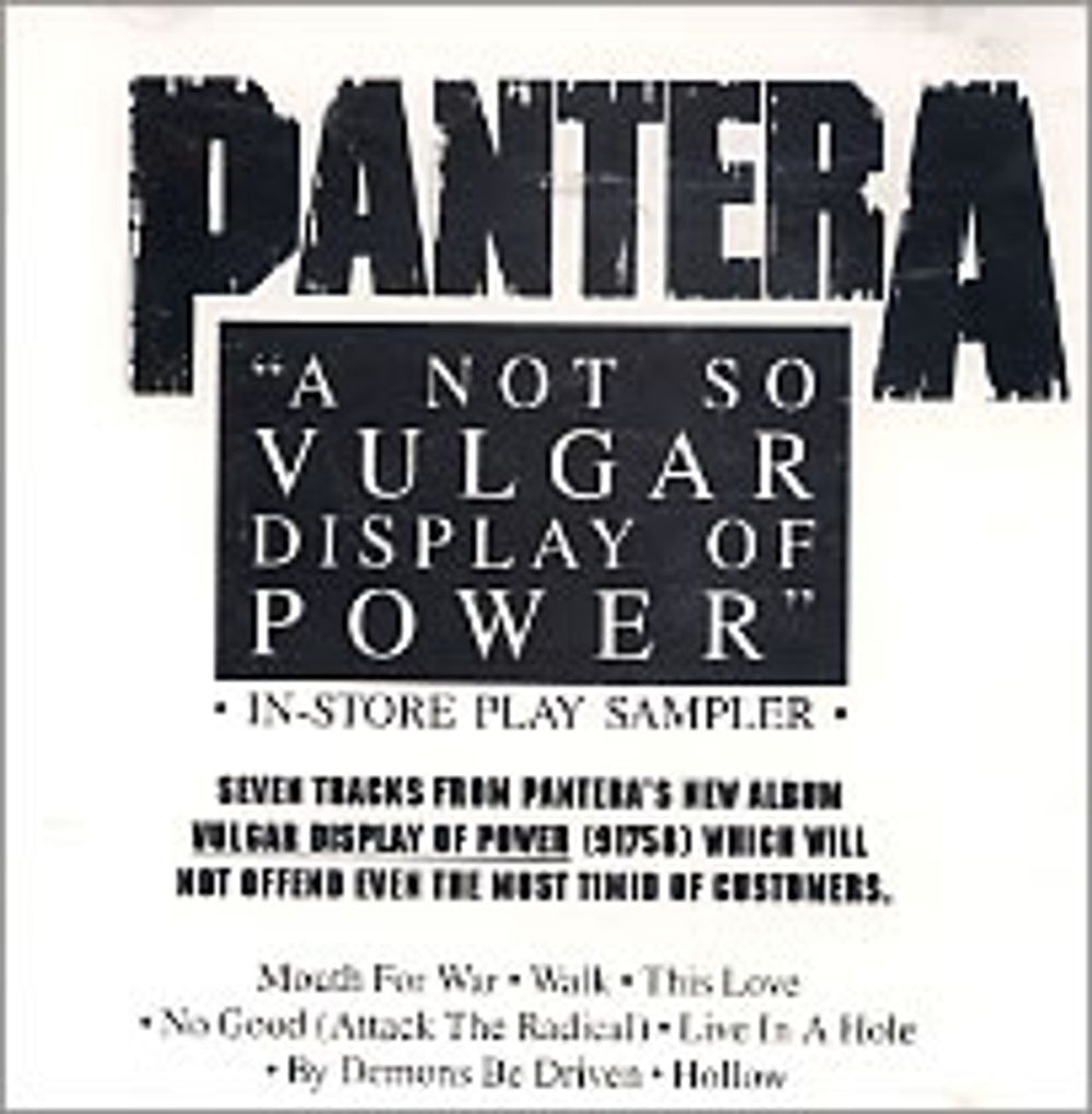 Pantera A Not So Vulgar Display Of Power US Promo CD album (CDLP) PRCD4538-2