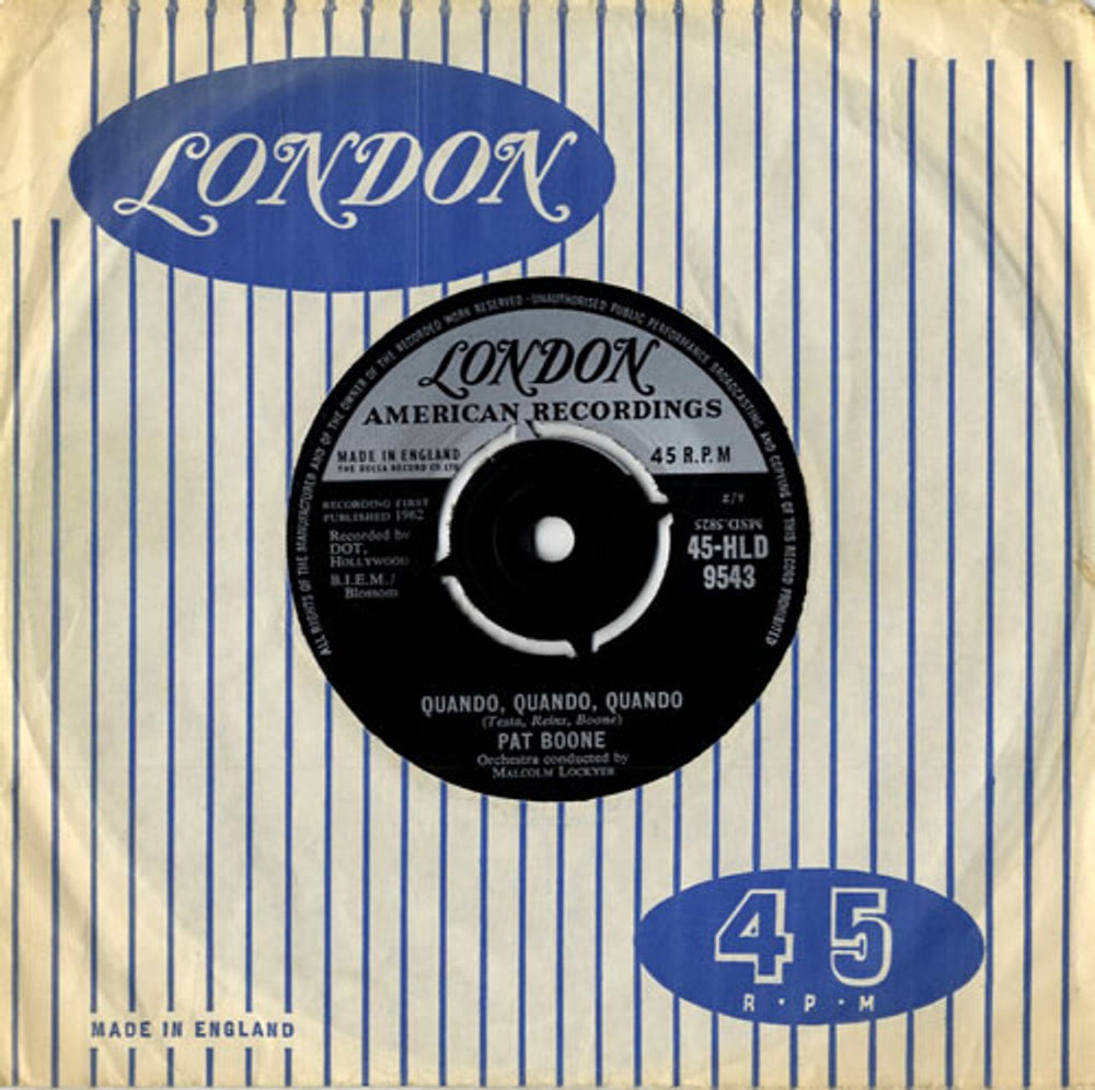 Pat Boone Quando, Quando, Quando UK 7" vinyl single (7 inch record / 45) 45-HLD9543