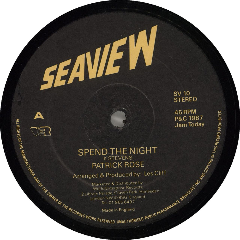 Patrick Rose Spend The Night UK 12" vinyl single (12 inch record / Maxi-single) SV10