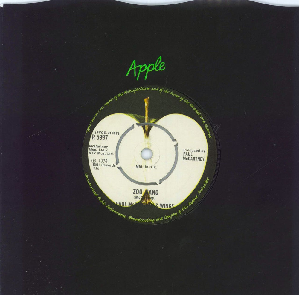 Paul McCartney and Wings Band On The Run - 1st - 4-Prong Apple Label UK 7" vinyl single (7 inch record / 45)