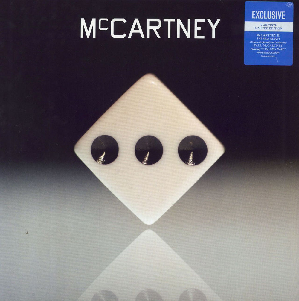 Paul McCartney and Wings McCartney III - Blue Vinyl UK vinyl LP album (LP record) 602435321820