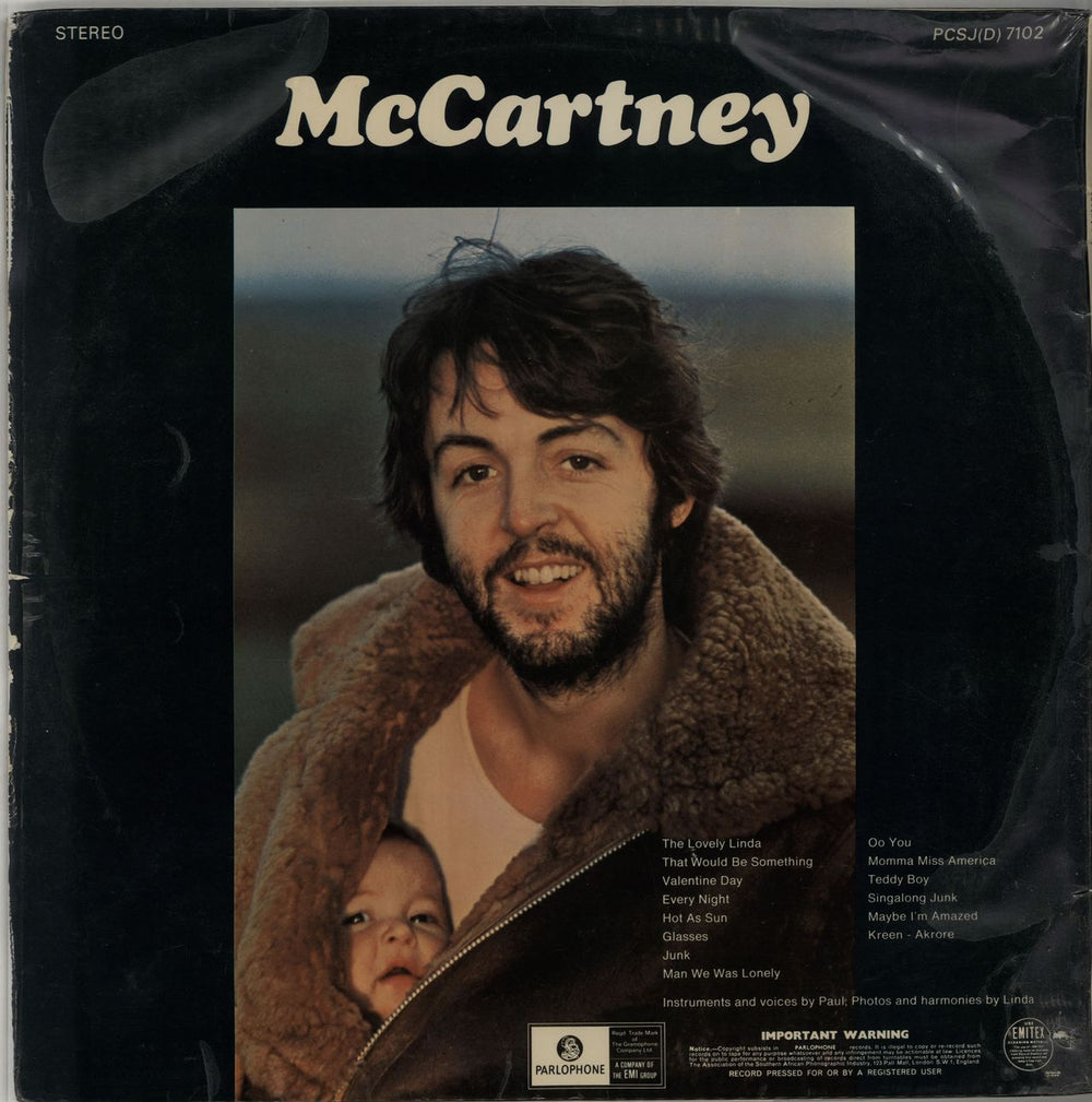 Paul McCartney and Wings Mccartney South African vinyl LP album (LP record) MCCLPMC69943