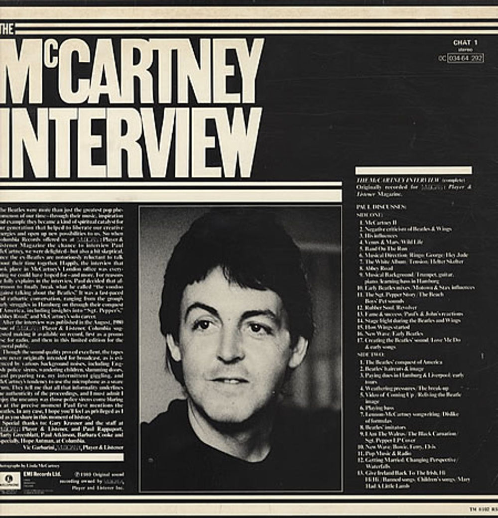 Paul McCartney and Wings The McCartney Interview UK vinyl LP album (LP record) MCCLPTH194780