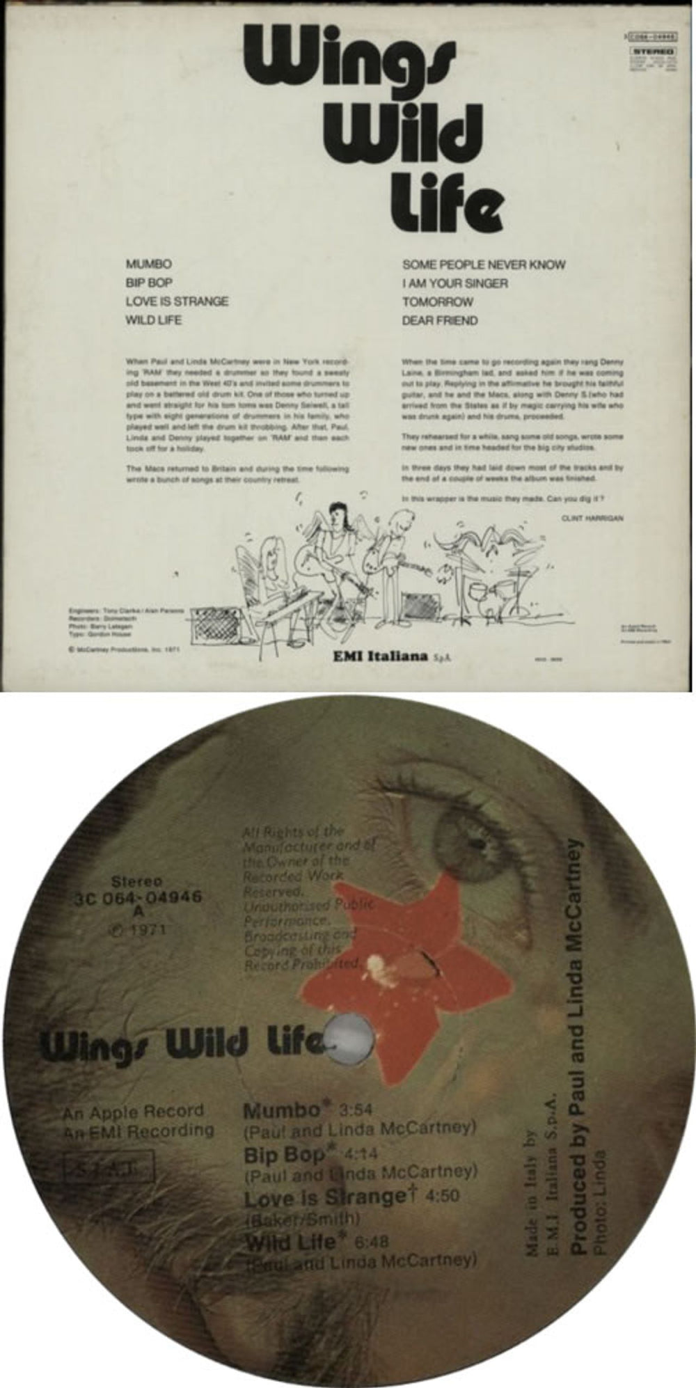 Paul McCartney and Wings Wild Life Italian vinyl LP album (LP record) MCCLPWI623384