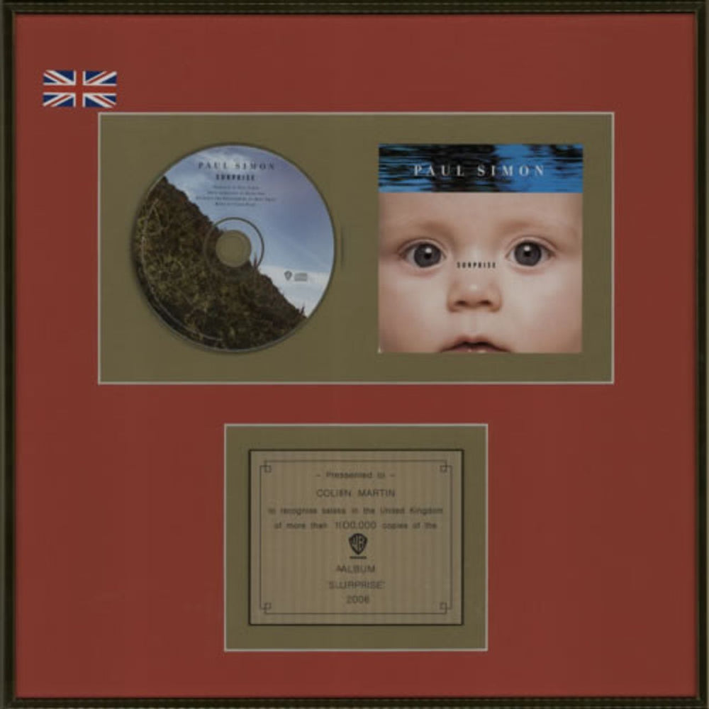 Paul Simon Surprise UK award disc IN-HOUSE AWARD