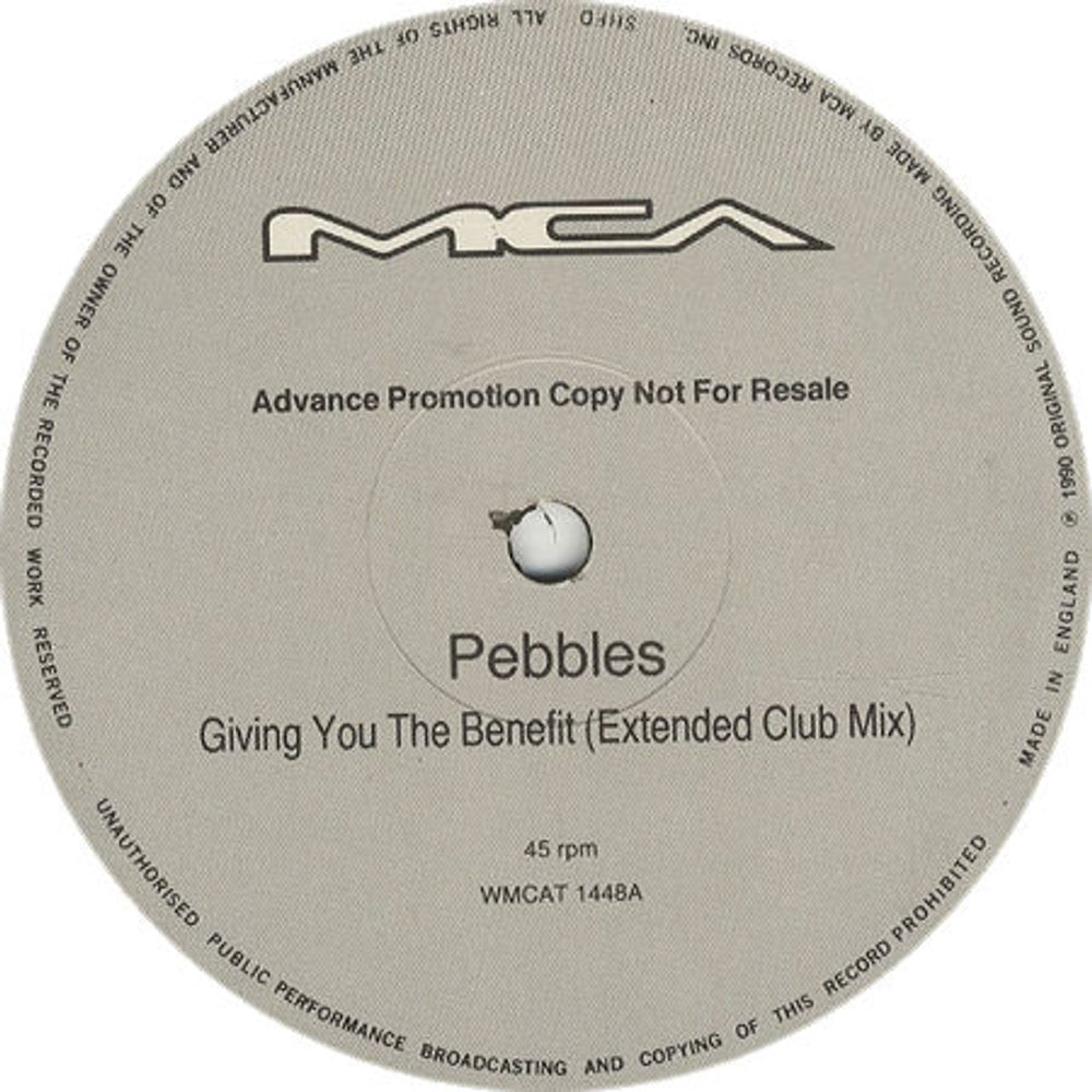 Pebbles Giving You The Benefit UK Promo 12" vinyl single (12 inch record / Maxi-single) WMCAT1448