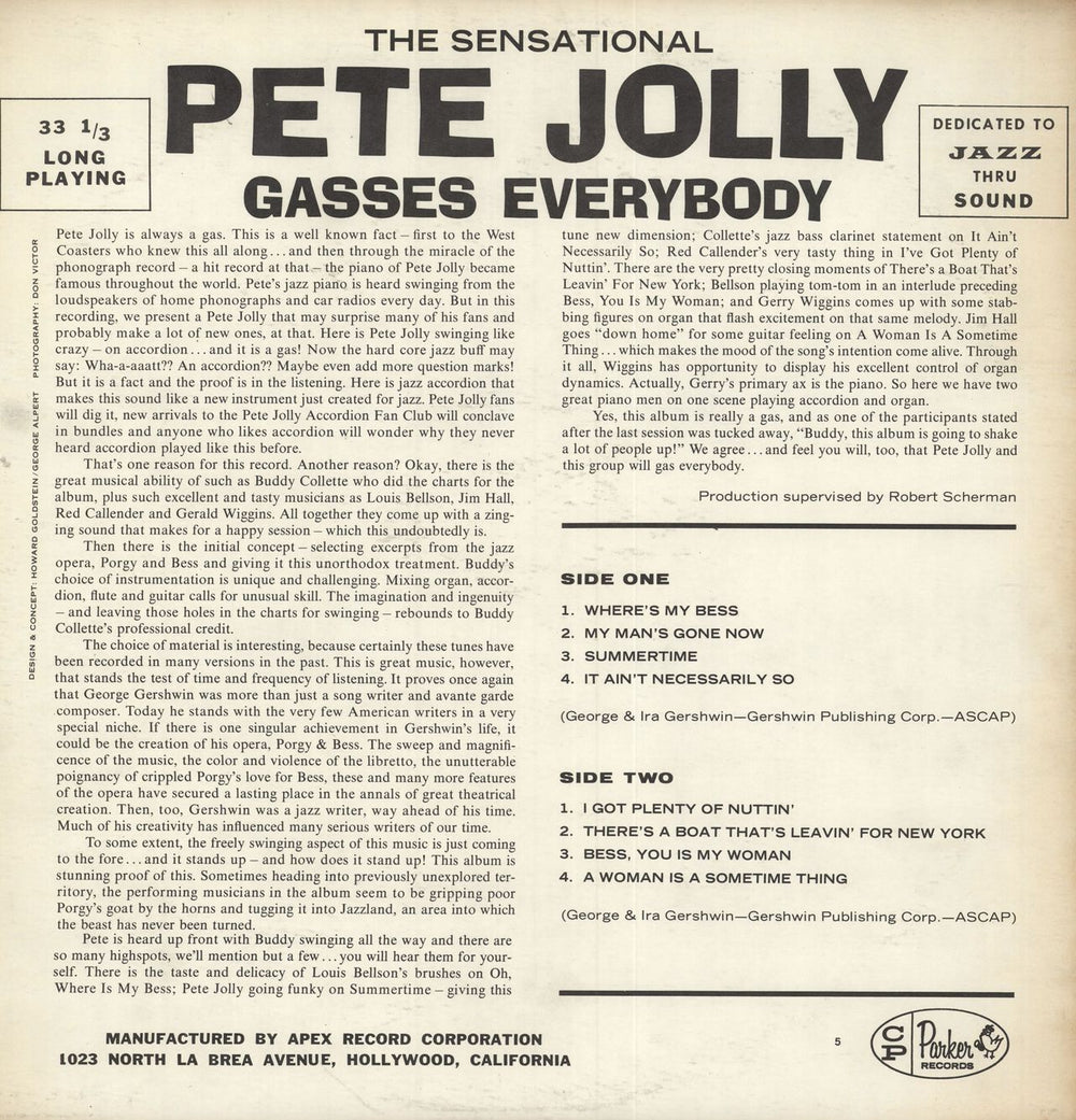 Pete Jolly The Sensational Pete Jolly Gasses Everybody US vinyl LP album (LP record) PTJLPTH749878