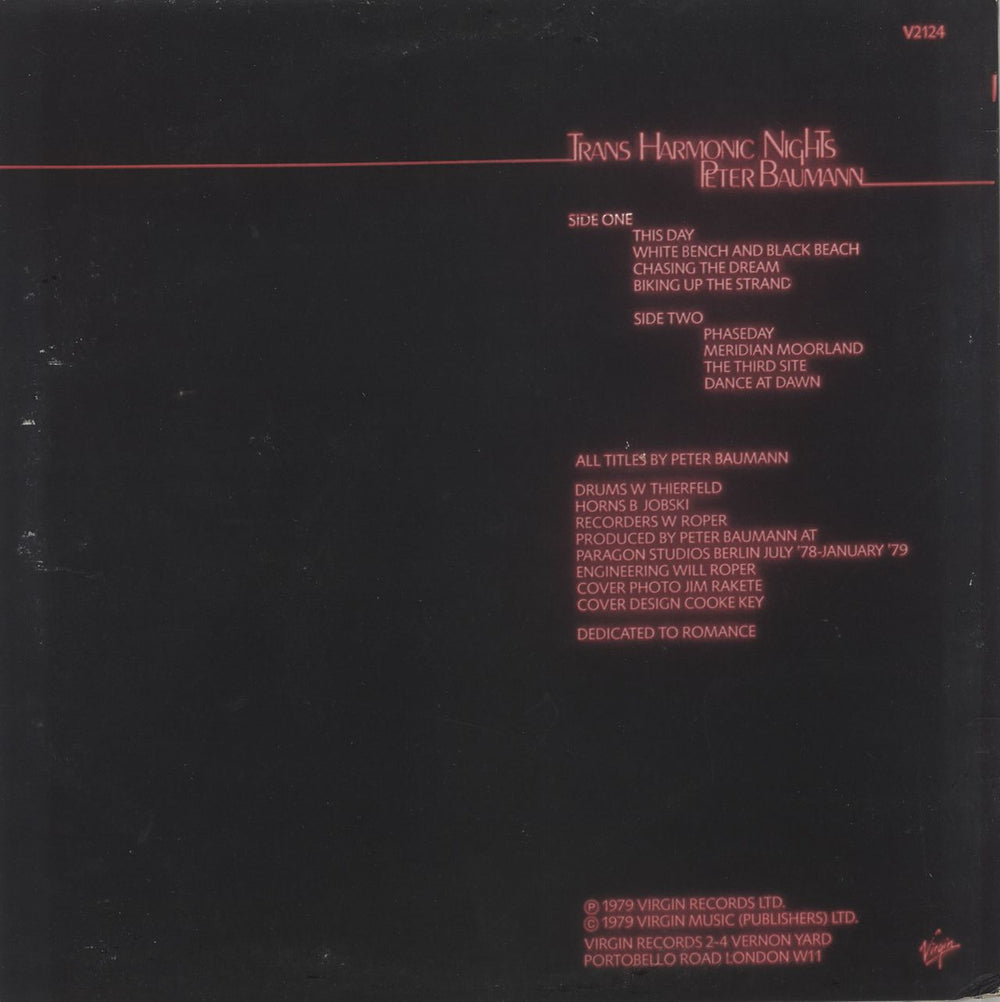 Peter Baumann Trans Harmonic Nights UK vinyl LP album (LP record)