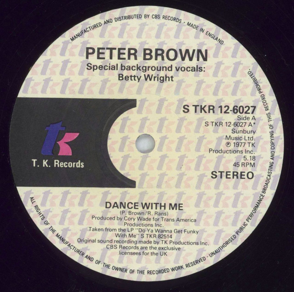 Peter Brown Dance With Me UK 12" vinyl single (12 inch record / Maxi-single) PT812DA824115