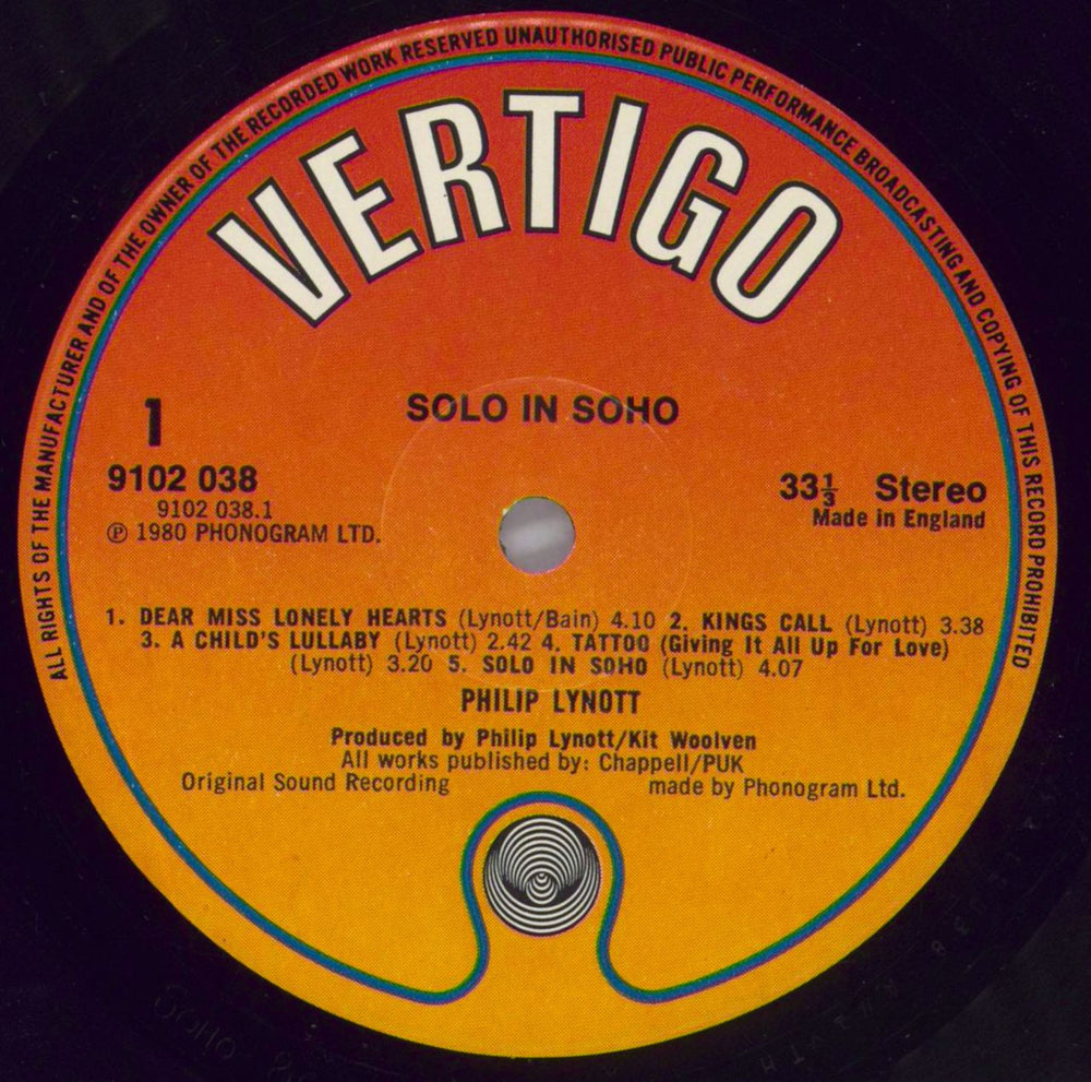 Phil Lynott Solo In Soho - 1st Issue - Near Mint UK vinyl LP album (LP record) LYNLPSO823844