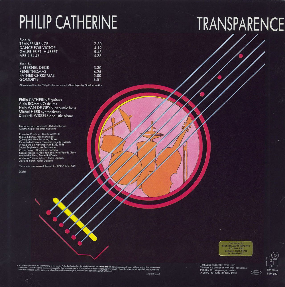 Philip Catherine Transparence Dutch vinyl LP album (LP record)