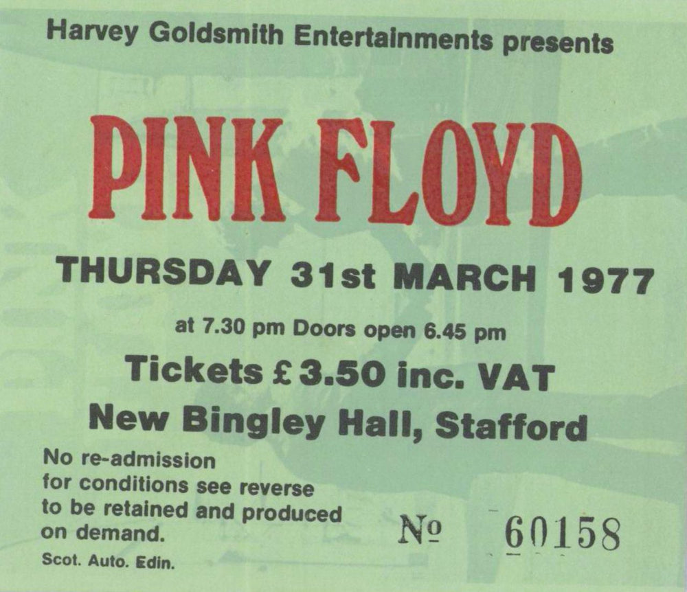 Pink Floyd Animals - VG + ticket stub UK tour programme