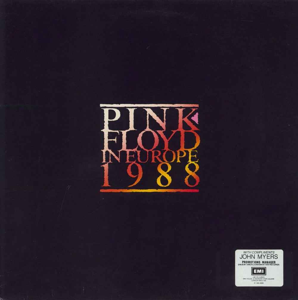 Pink Floyd In Europe 1988 - Compliment Stickered Sleeve UK Promo vinyl LP album (LP record) PSLP1016