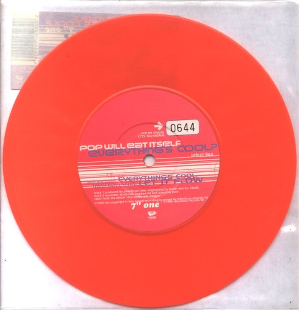 Pop Will Eat Itself Everything's Cool ? - Orange Vinyl UK 7" vinyl single (7 inch record / 45) PWE07EV93753