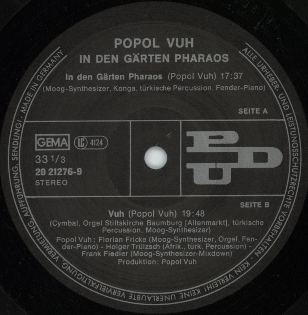 Popol Vuh In Den Garten Pharaos German vinyl LP album (LP record) PVULPIN234858