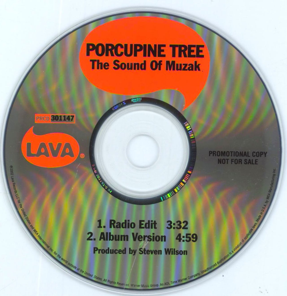 Porcupine Tree The Sound Of Muzak US Promo CD single (CD5 / 5") PCUC5TH813236