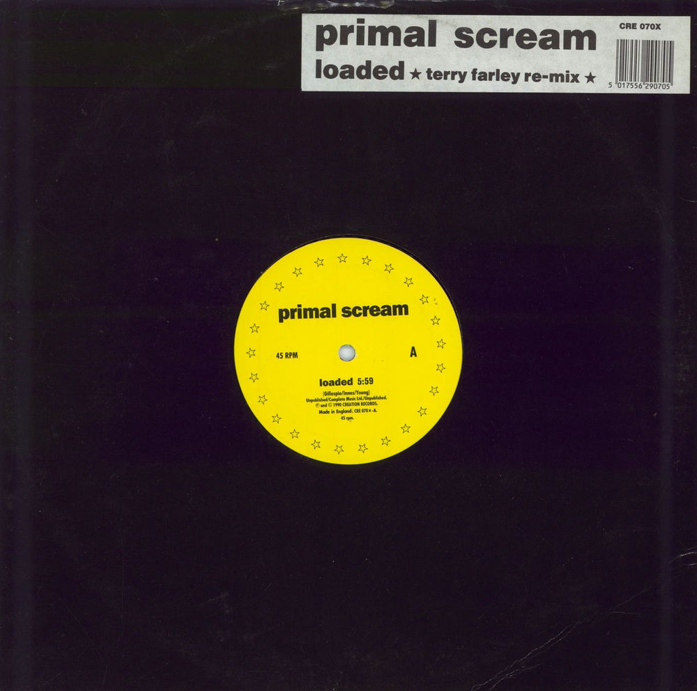 Primal Scream Loaded - Stickered sleeve - EX UK 12" vinyl single (12 inch record / Maxi-single) CRE070X