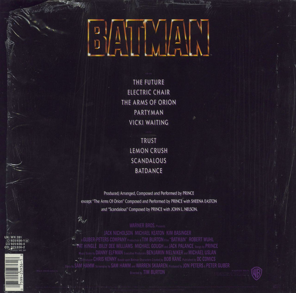 Prince Batman - EX + Shrink UK vinyl LP album (LP record) 075992593618