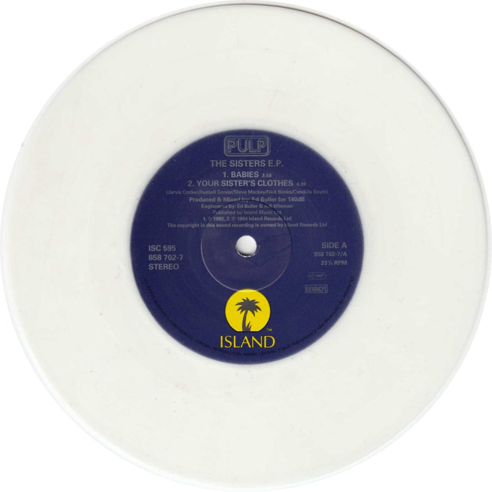 Pulp The Sisters EP - White Vinyl UK 7" vinyl single (7 inch record / 45) PUL07TH73995