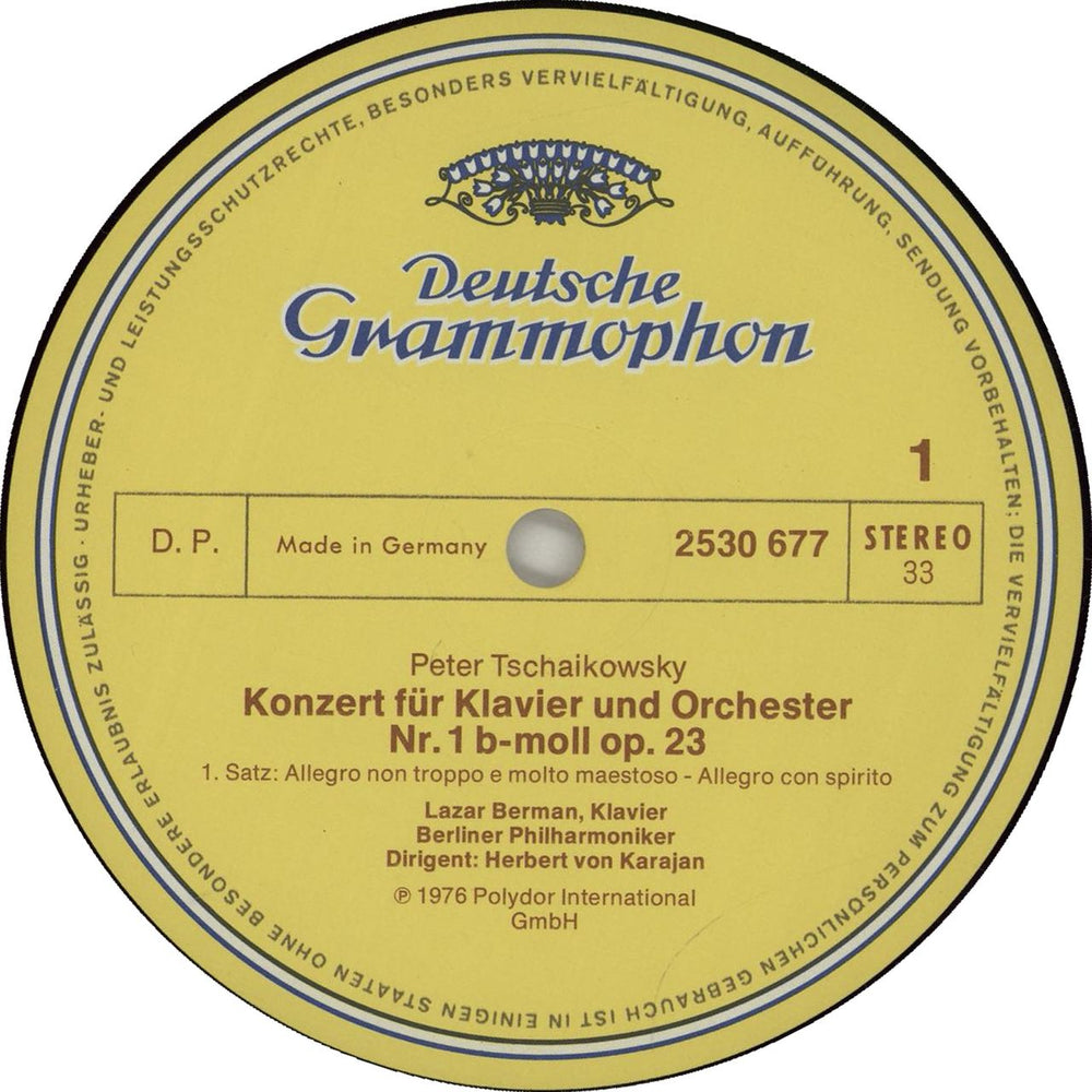 Pyotr Ilyich Tchaikovsky Piano Concerto No. 1 In B-Flat Minor German vinyl LP album (LP record) T3NLPPI658114