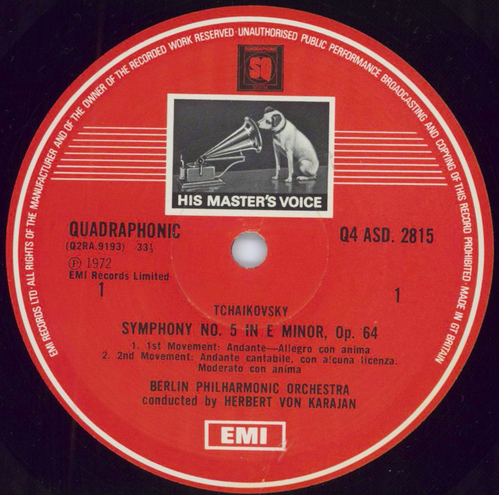 Pyotr Ilyich Tchaikovsky Symphony No. 5 in E Minor, Op.64 UK vinyl LP album (LP record) T3NLPSY789666