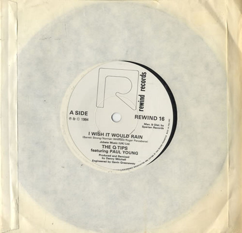 Q-Tips I Wish It Would Rain UK 7" vinyl single (7 inch record / 45) REWIND16
