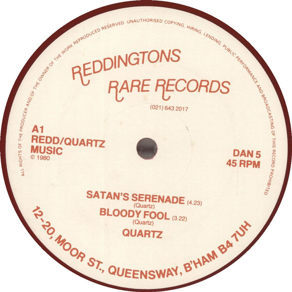 Quartz Satan's Serenade - Red vinyl - Hype Stickered UK 12" vinyl single (12 inch record / Maxi-single)