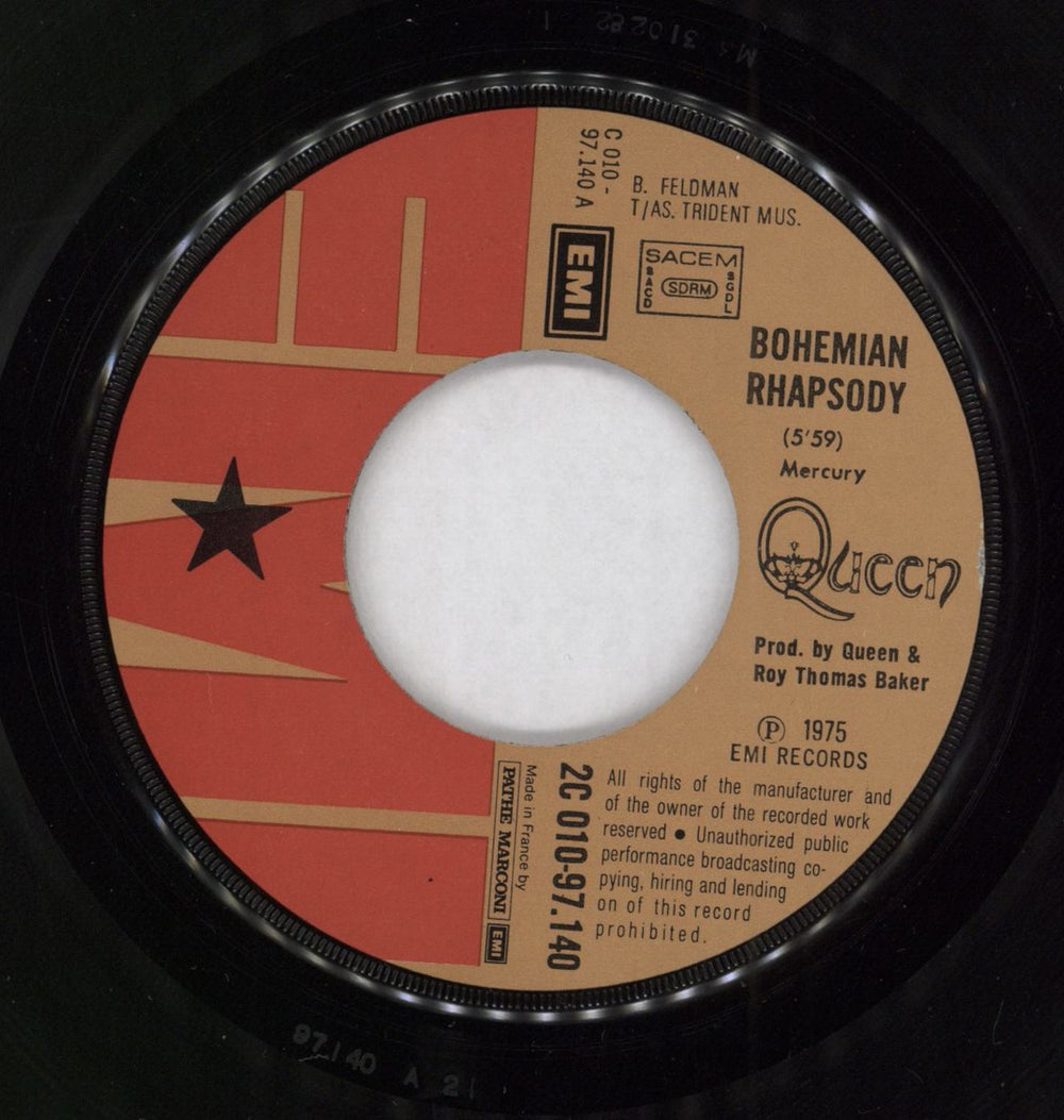 Queen Bohemian Rhapsody - EX French 7" vinyl single (7 inch record / 45)