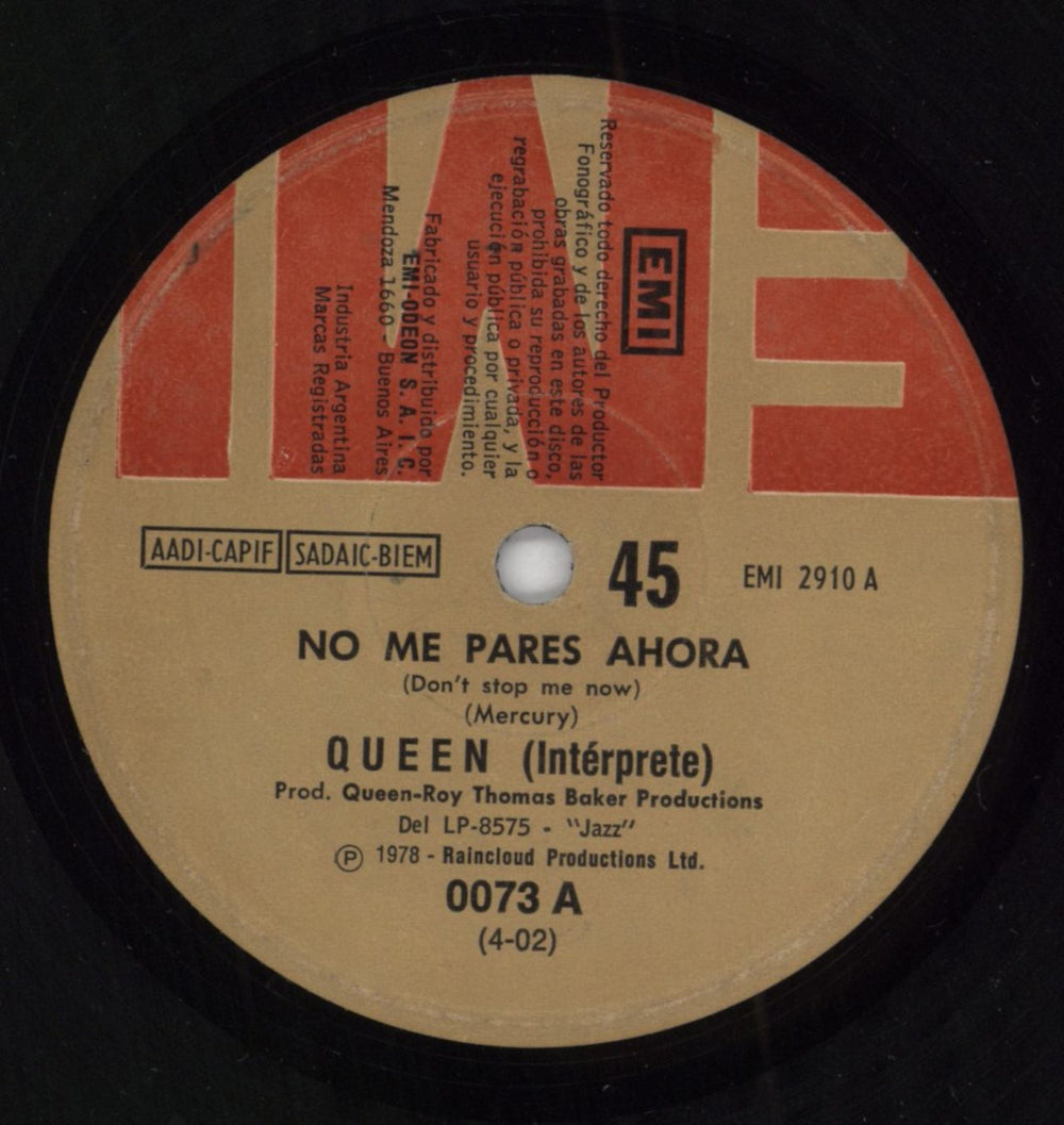 Queen No Me Pares Ahora + p/s Argentinean 7" vinyl single (7 inch record / 45)