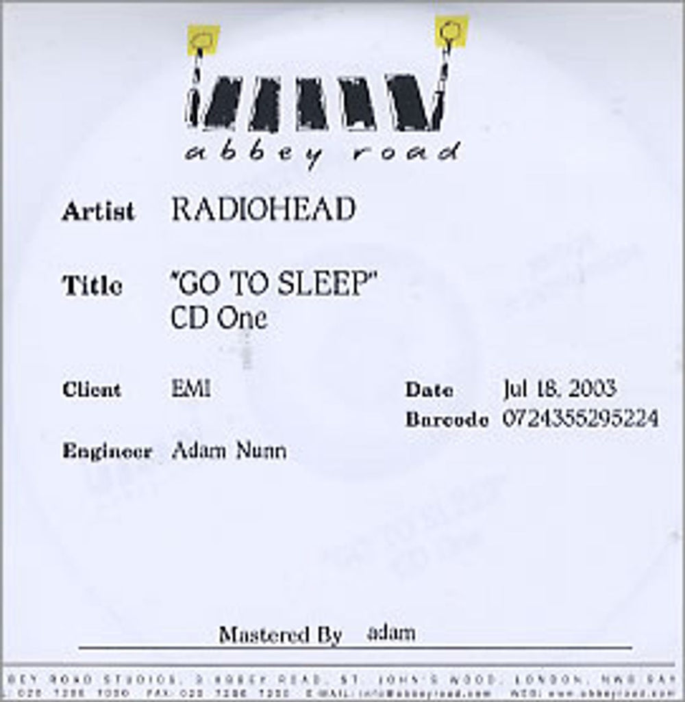 Radiohead Go To Sleep Double CD-R Set UK Promo CD-R acetate CDR ACETATE
