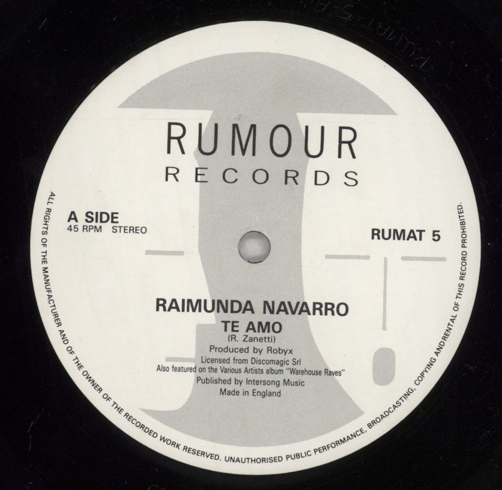 Raimunda Navarro Te Amo / Me Gusta UK 12" vinyl single (12 inch record / Maxi-single) 5FI12TE826954