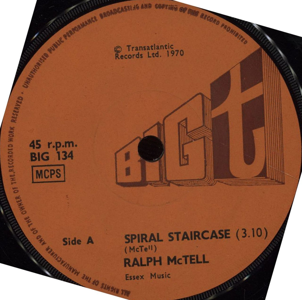 Ralph McTell Spiral Staircase UK 7" vinyl single (7 inch record / 45) BIG134