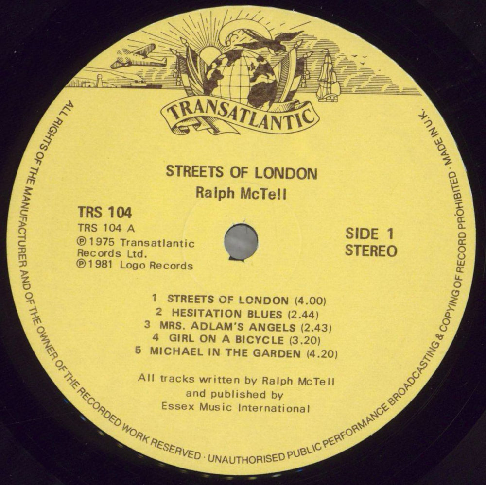 Ralph McTell Streets Of London UK vinyl LP album (LP record) 7RMLPST826067