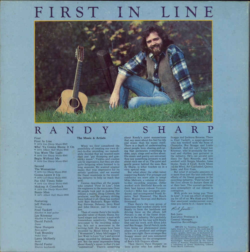 Randy Sharp The First In Line US vinyl LP album (LP record)